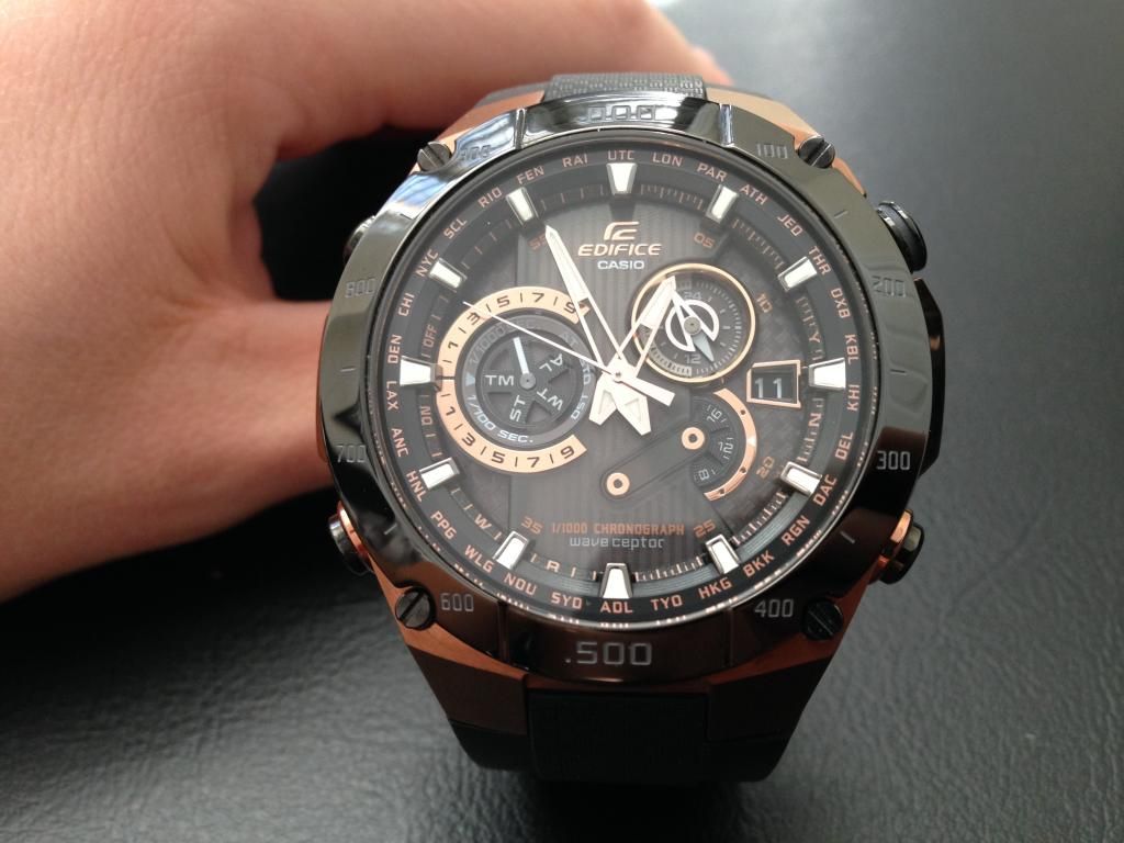 Casio edifice black outlet and rose gold